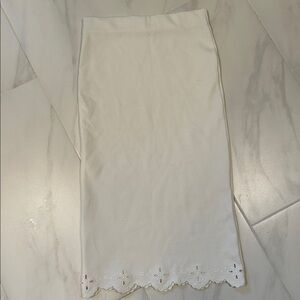 White Eyelet Hem Skirt